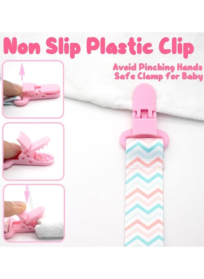 4 Pack Dummy Clips Girls, With 4pcs Silicone Pacifier Adapters, Universal Soother Chain For Baby Girls Boys Newborn - Image 3